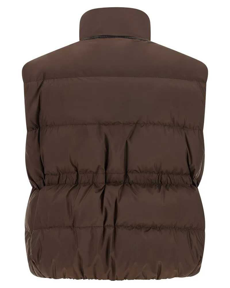 Brunello Cucinelli Women's Brown Polyester Sleeveless Jacket Clothing Brown