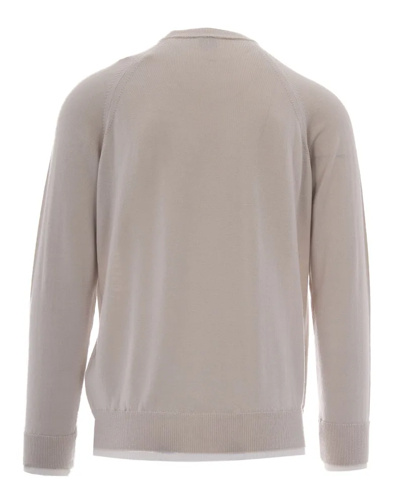 Eleventy Men's Crewneck Jumper Sand-Ivory Wool Jumpers Sand/ivory Sweater Beige