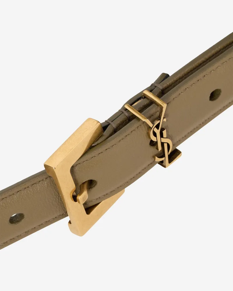 Saint Laurent Women's Leather Belt Cassandre Beige Calfskin Beige