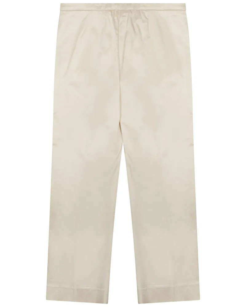 Totême Cropped Straight Cotton-Viscose Trousers — Beige Beige