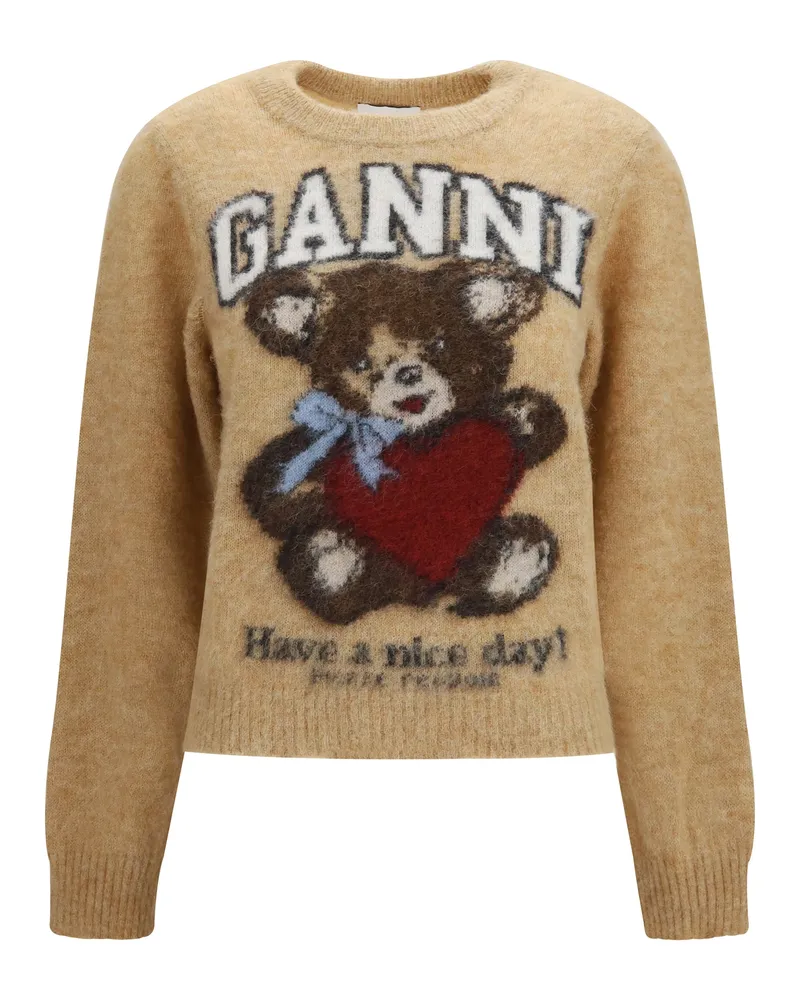 Ganni Alpaca Graphic Sweater — Camel Camel