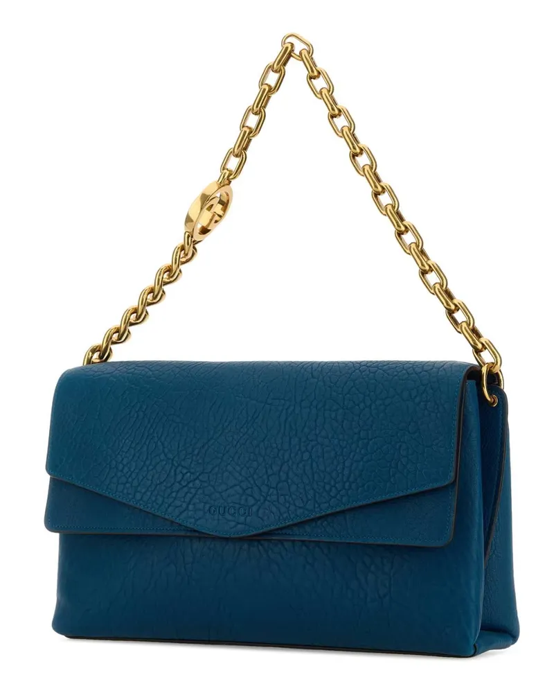 Gucci Women's Teal Green Leather Large Shoulder Bag Carryceruleo Lamb Borse A Mano Blue