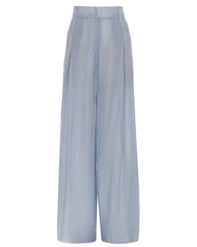 Dries van Noten Wide-Leg Cupro Trousers — Blue Blue