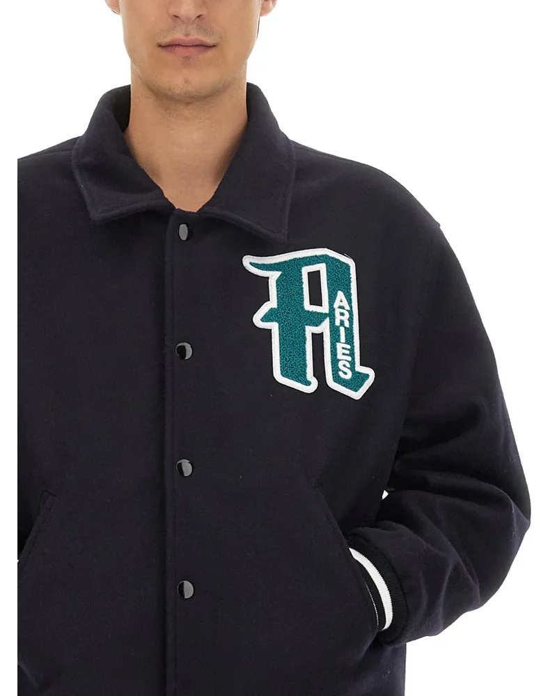 Aries Wool Varsity Jacket — Black Black