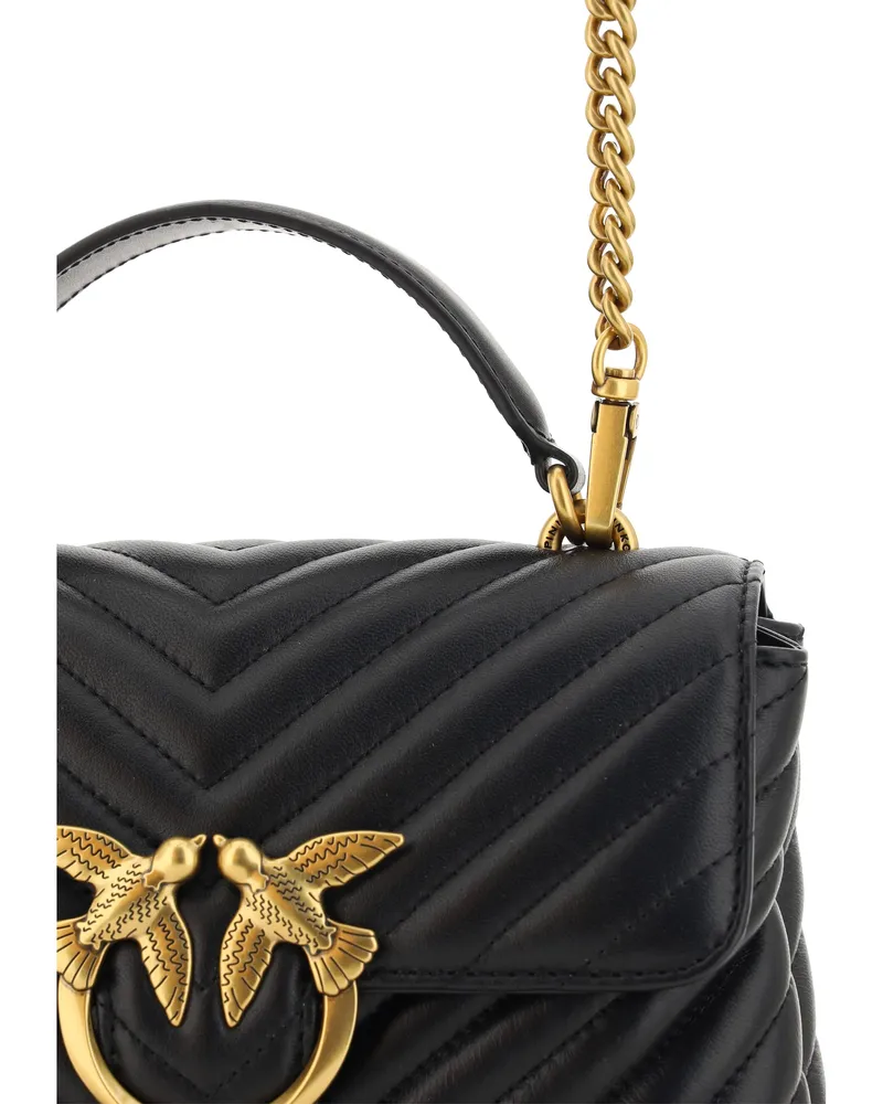 Pinko Women's Handbag Love Lady Mini Black-Antique Gold Calf Leather Handbags Black/antique Hand Bags Black