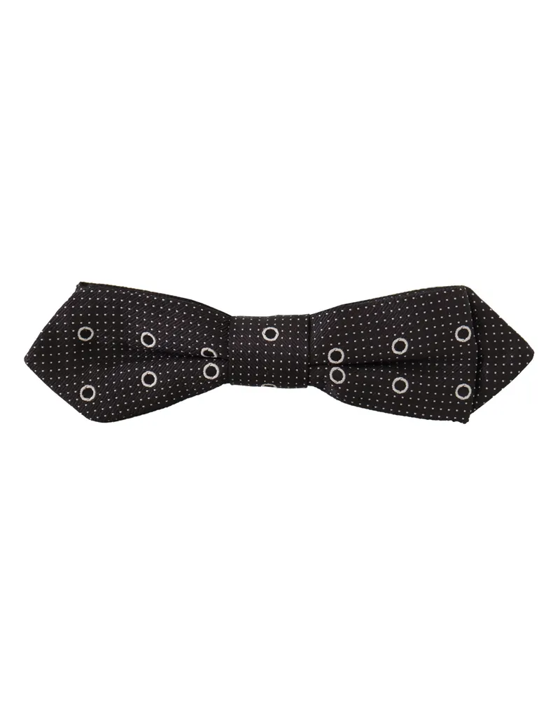 Dolce & Gabbana Men's Black White Polka Dot Silk Neck Papillon Tie Black