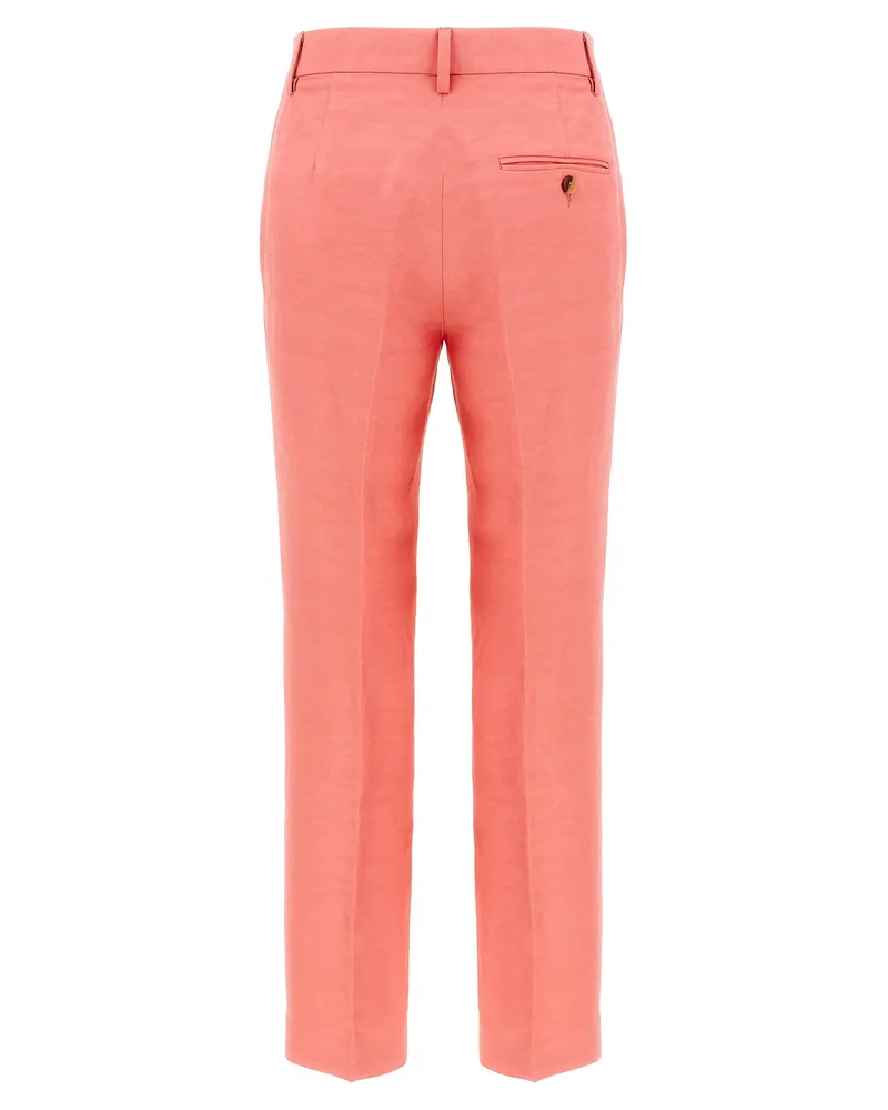Alberto Biani Linen-Blend Chinos — Coral Coral