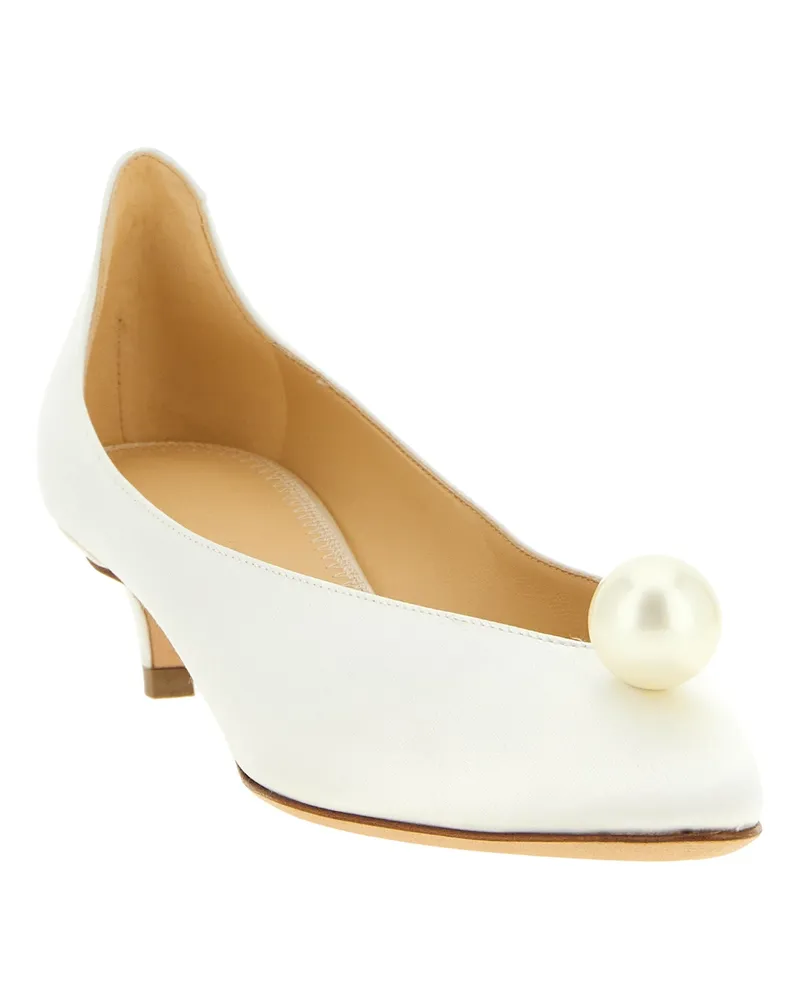 Magda Butrym Pearl-Embellished Satin Pumps — White White