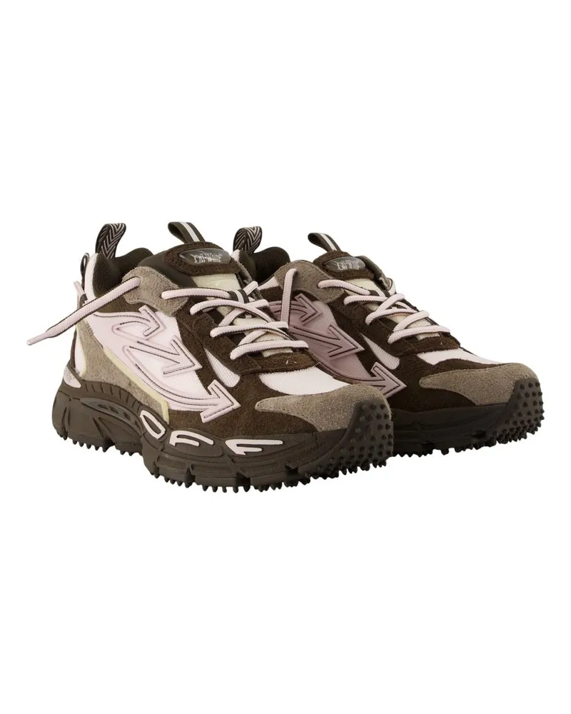 OFF-WHITE Women's Ow Be Right Back Sneakers - Off White Leather Brown Calfskin Shoes Brown