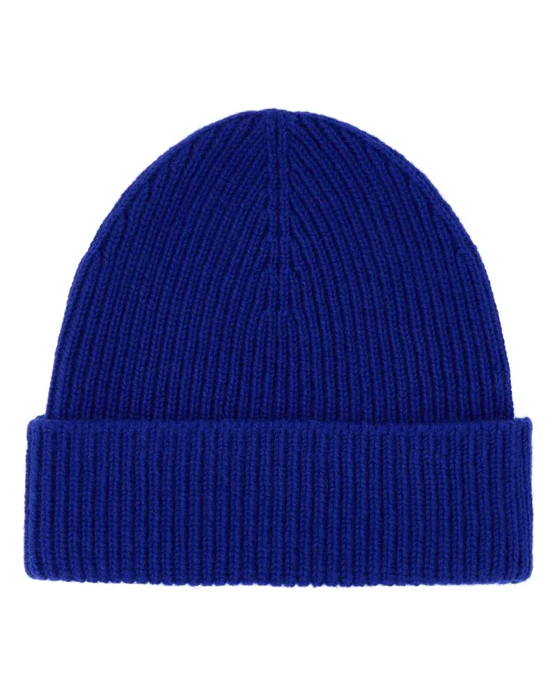 Burberry Women's Electric Blue Cashmere Beanie Hat Knight Exterior: Cuffie Blue