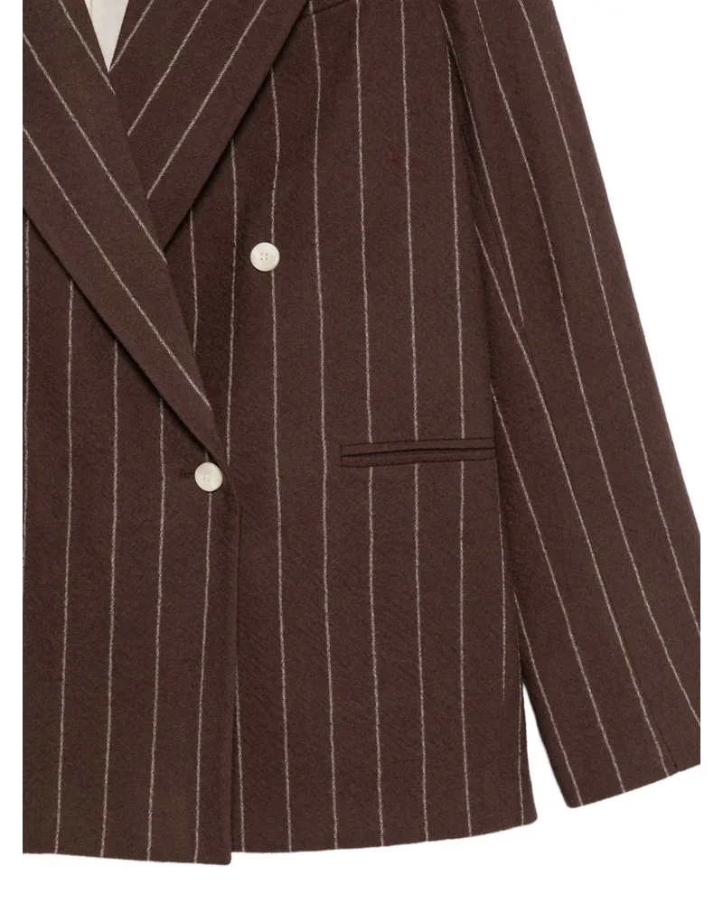 ALYSI Wool Pinstripe Blazer — Brown Brown