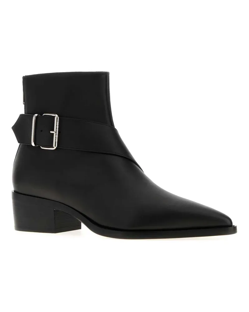 Alexander McQueen Men's Black Leather Heron Ankle Boots Calf Skin Stivali Black