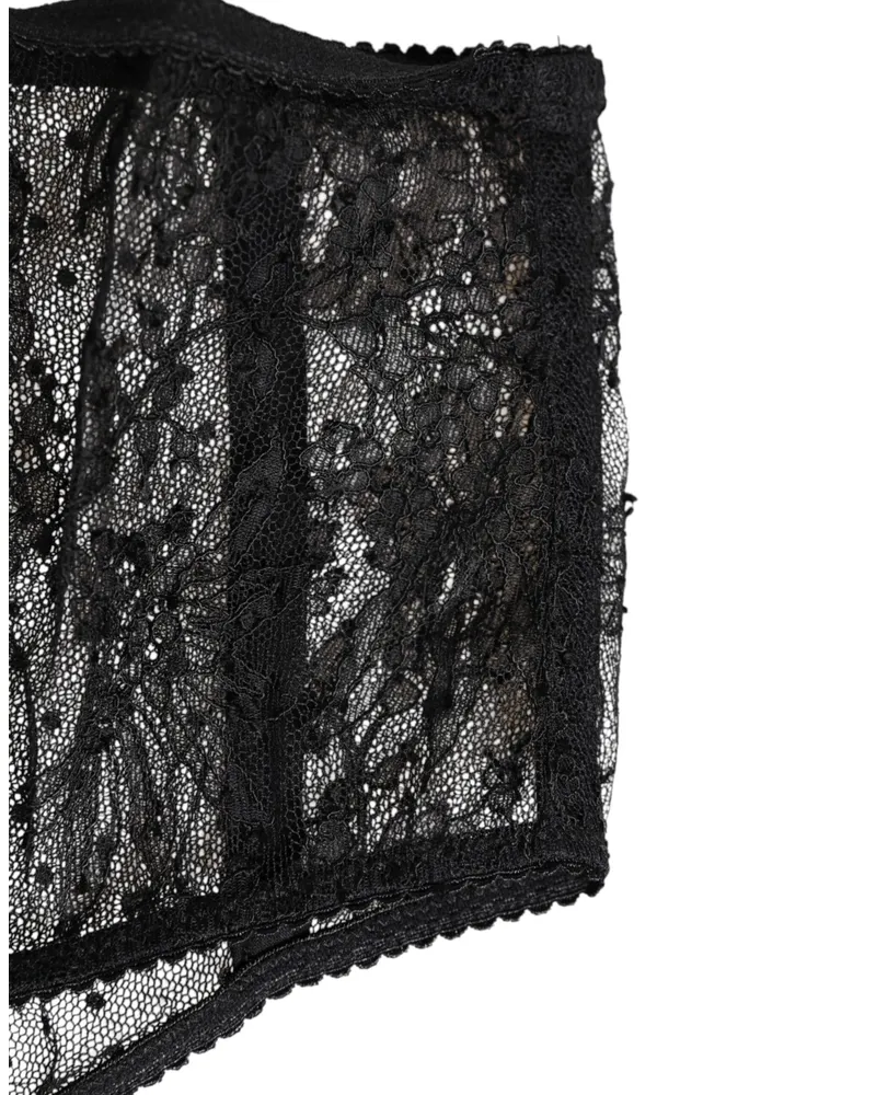 Dolce & Gabbana Women Black Lace Polka Dot Mesh High Waist Underwear Dots Polyamide Clothing Black
