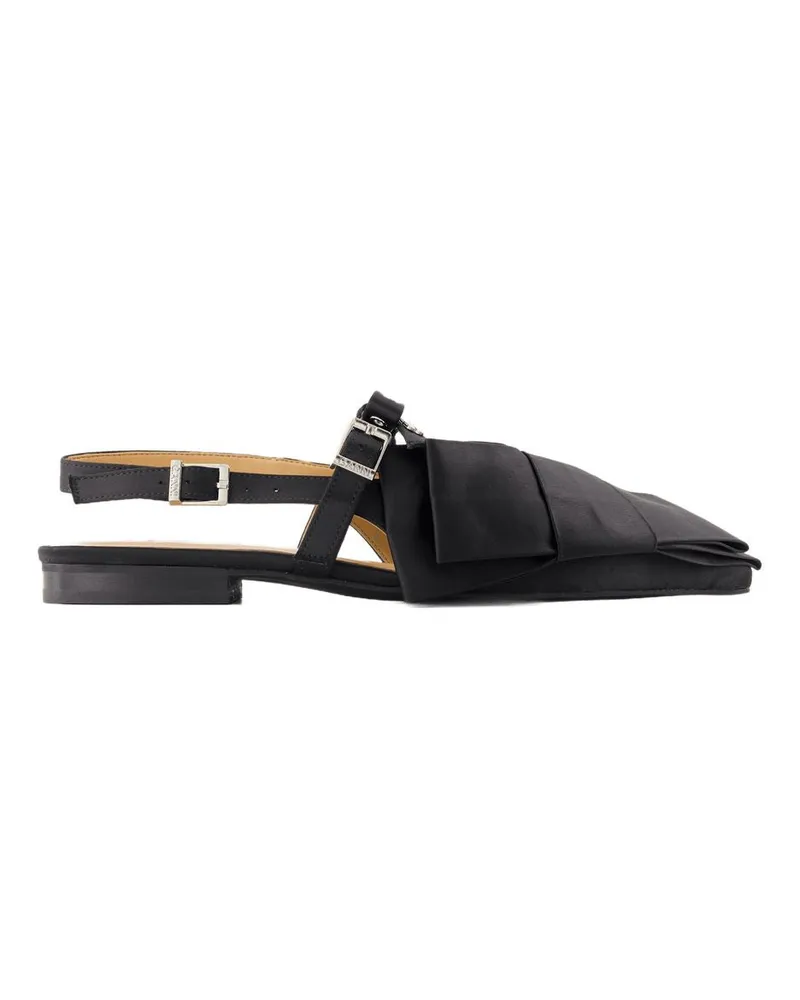 Ganni Women's Big Bow Ballerinas -  Synthetic Black Shoes Flat-Shoes Black