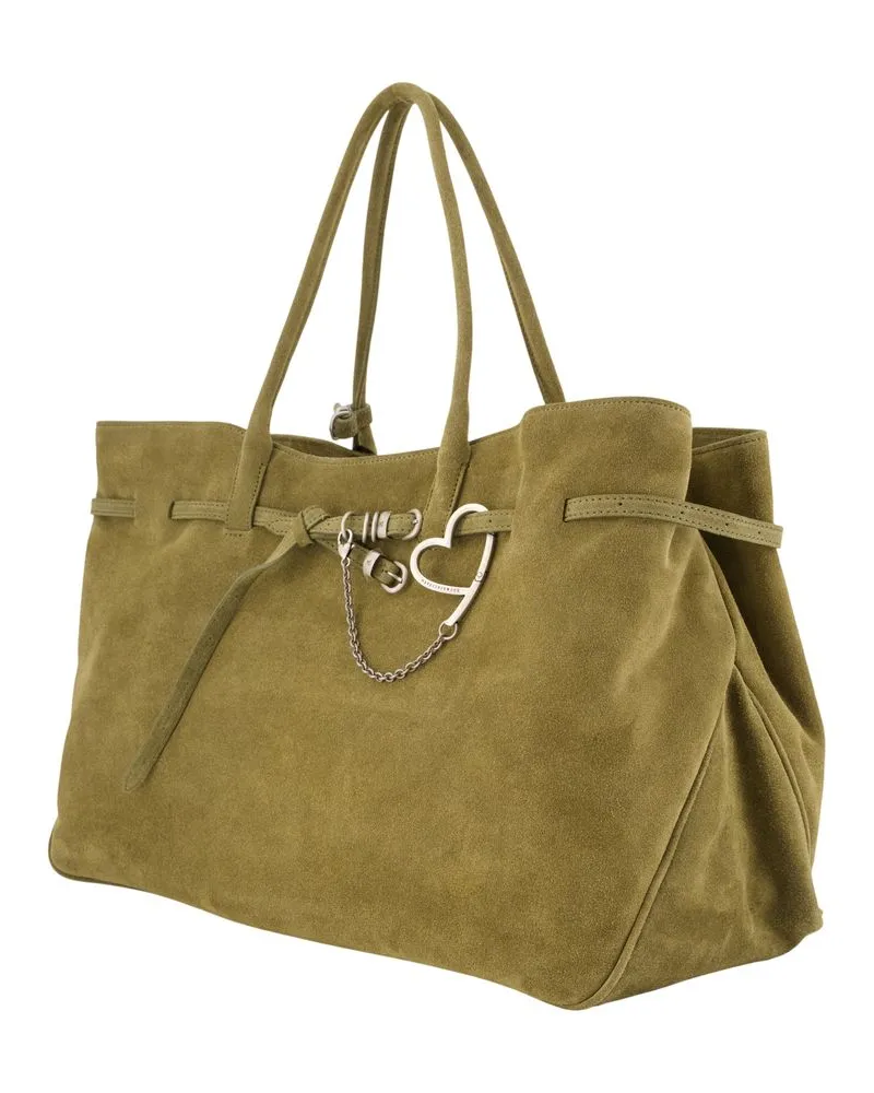 Marge Sherwood Women's Suede Leather Tote Khaki Cowhide Khaki