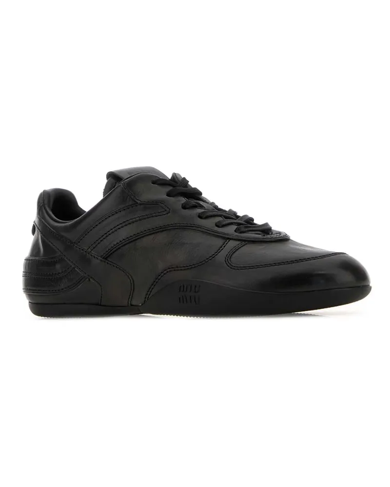 Miu Miu Women's Allacciate Sneaker Black Calfskin Black