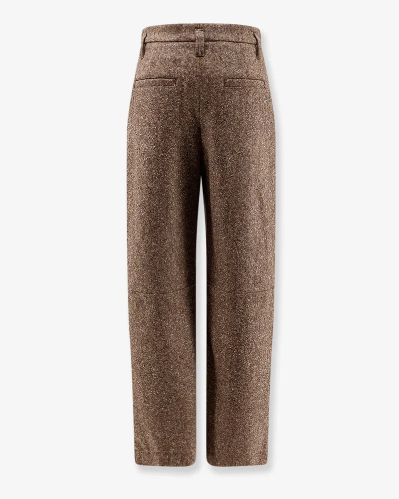 Brunello Cucinelli Women's Trousers Melange Wool-Blend Brown Virgin Wool Brown