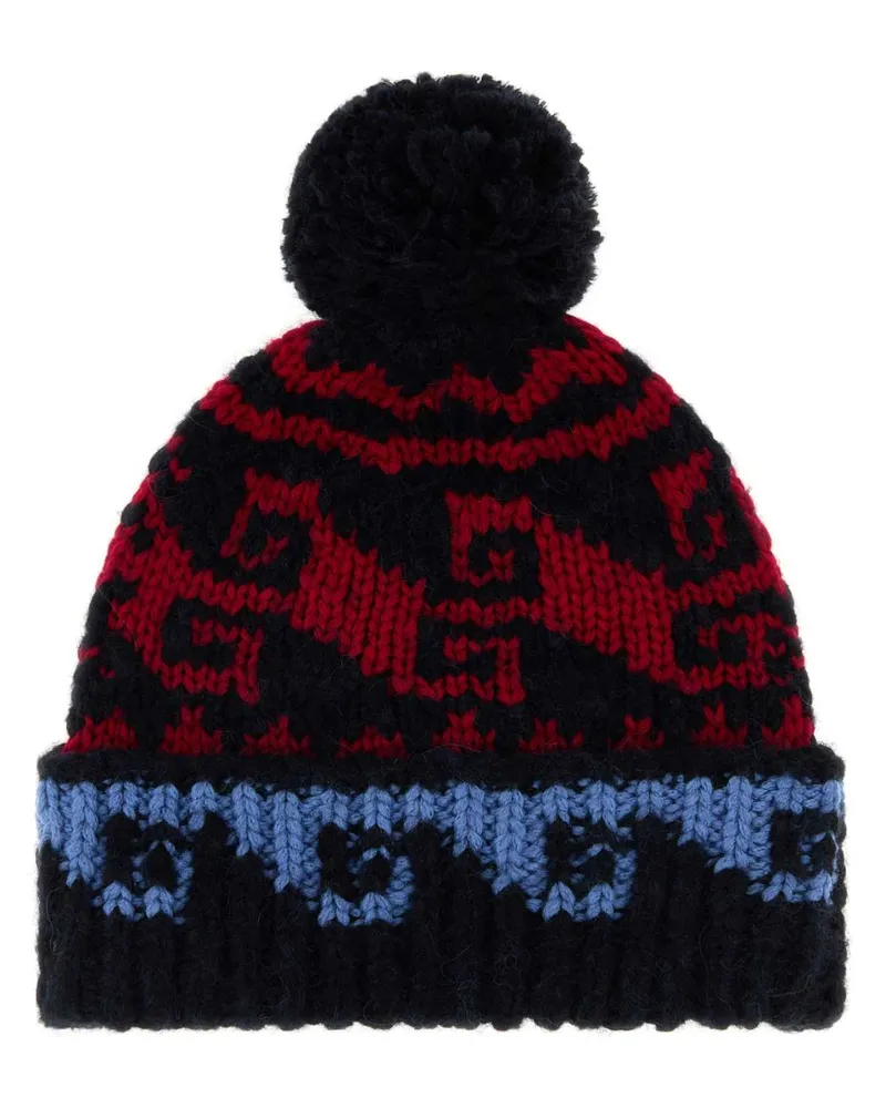 Moncler HAT Wool-Blend Jacquard Beanie — Black Black