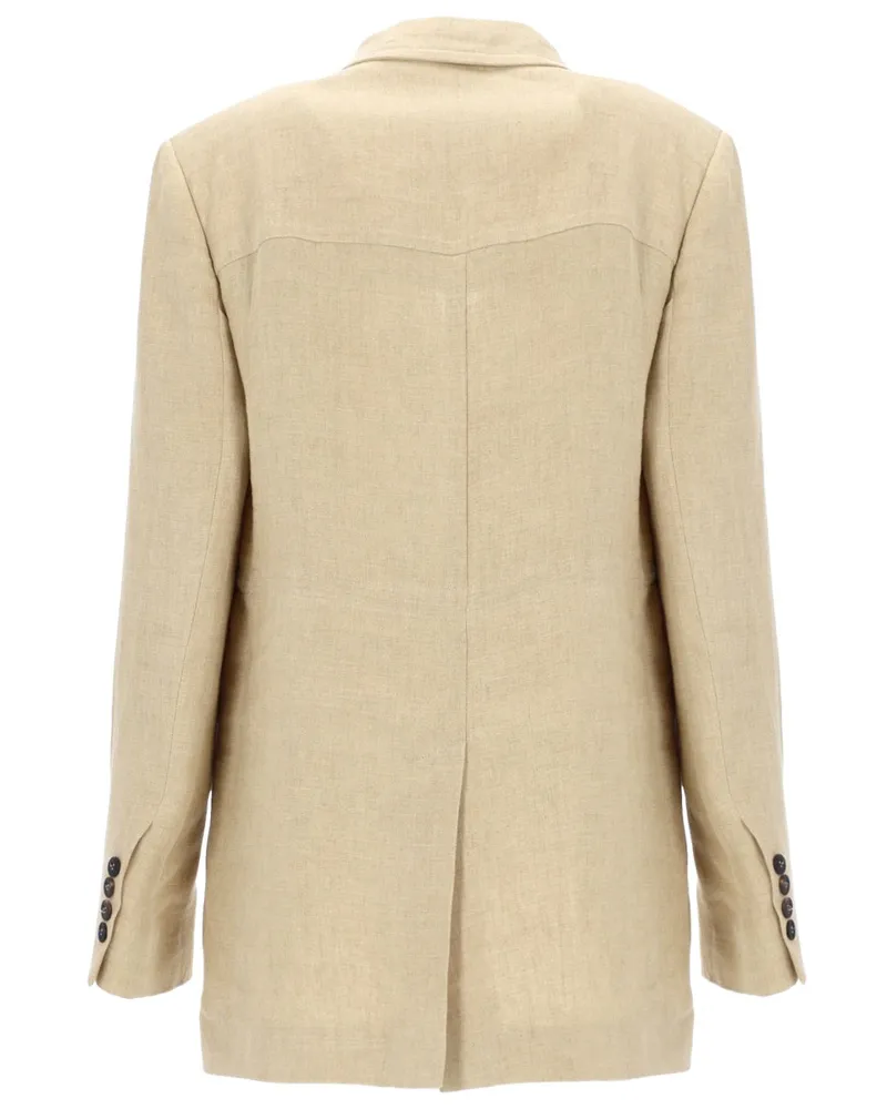 Max Mara Drawstring Washed Linen Jacket — Beige Beige
