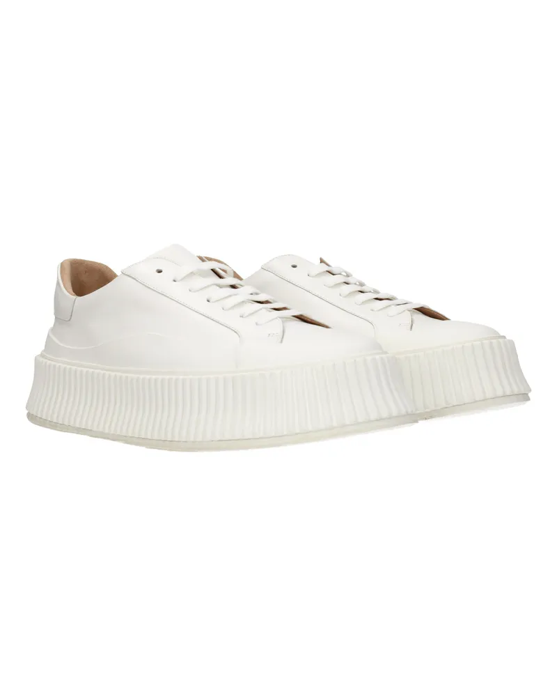 Jil Sander Women's White Leather Platform Sneakers White