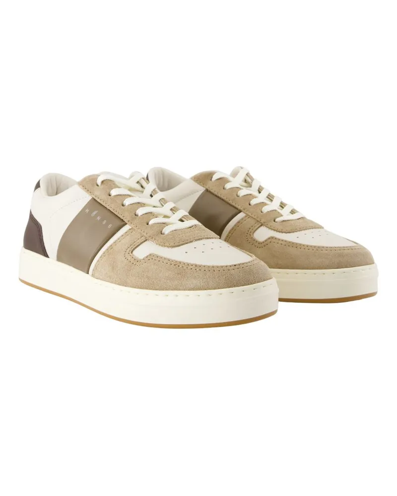 Hogan Men's H668 Sneakers -  Leather Beige Calfskin Shoes Beige