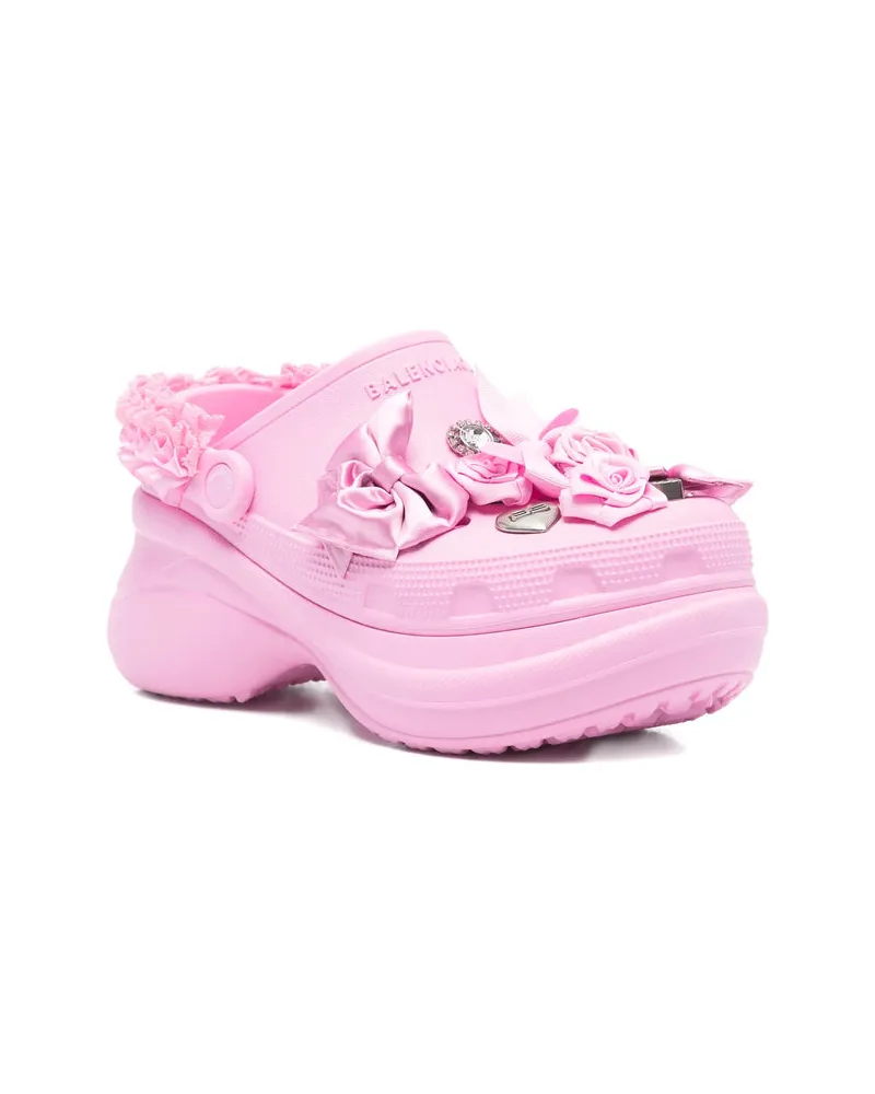 Balenciaga Women's Platform Mules Pink Floral Polyethylene Vinyl Acetate Pink
