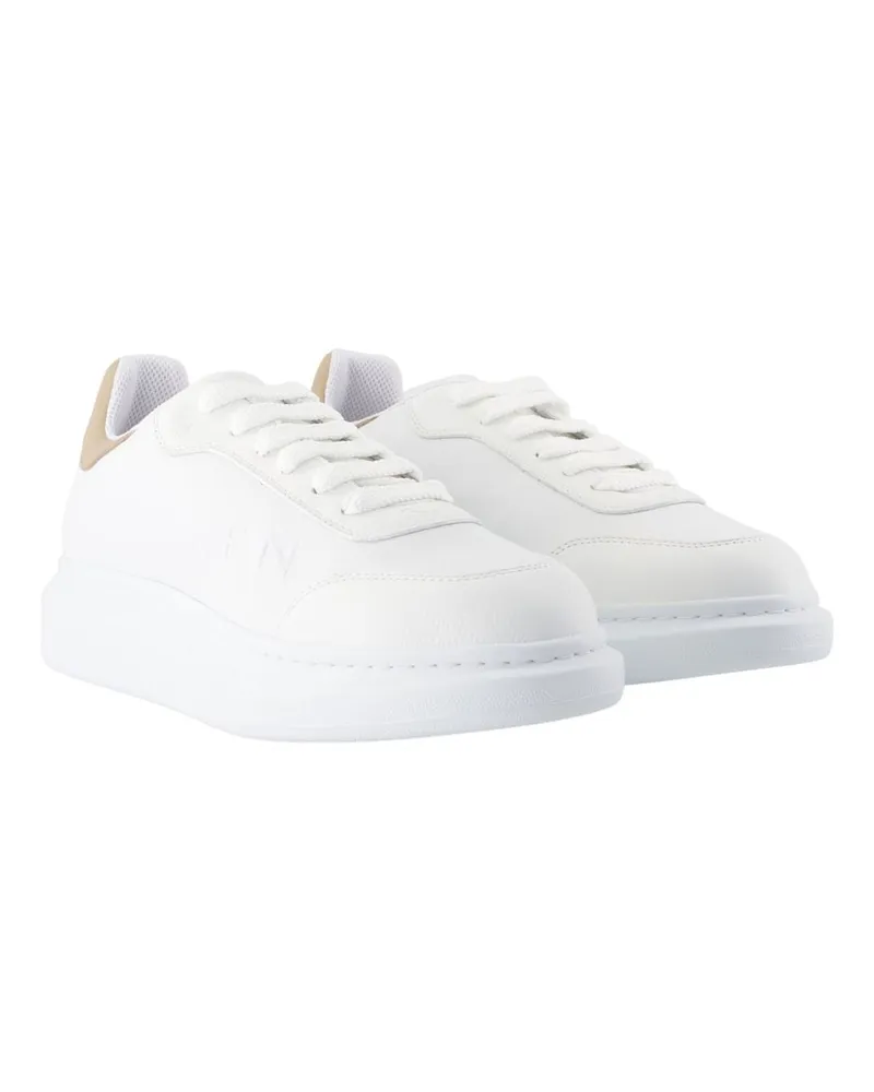 Alexander McQueen Men's Oversized Sneakers -  Leather Beige Calfskin Shoes White