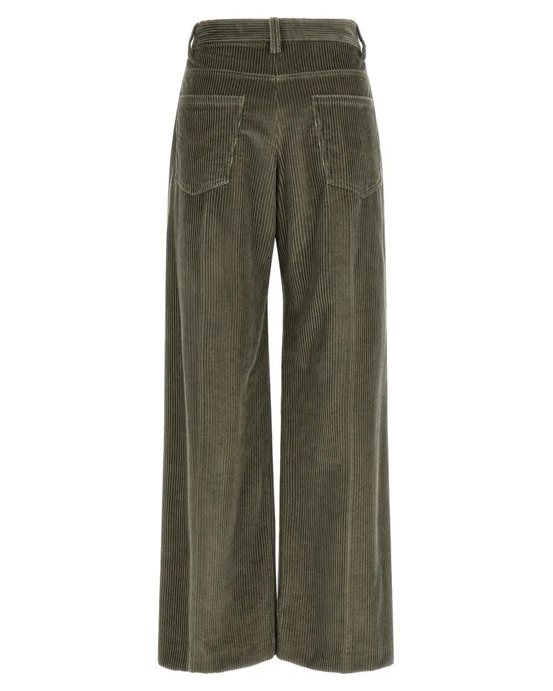 Brunello Cucinelli Corduroy Flared Trousers — Olive Olive