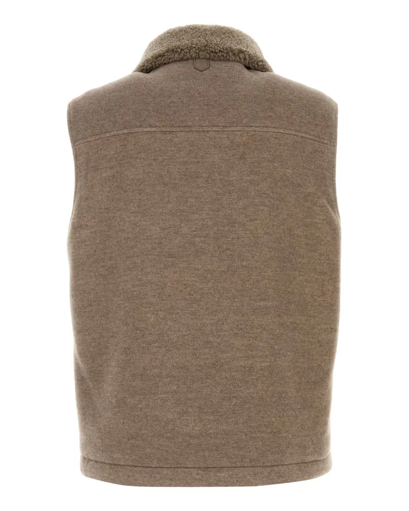 Canali Wool-Cashmere Blend Vest — Beige Beige