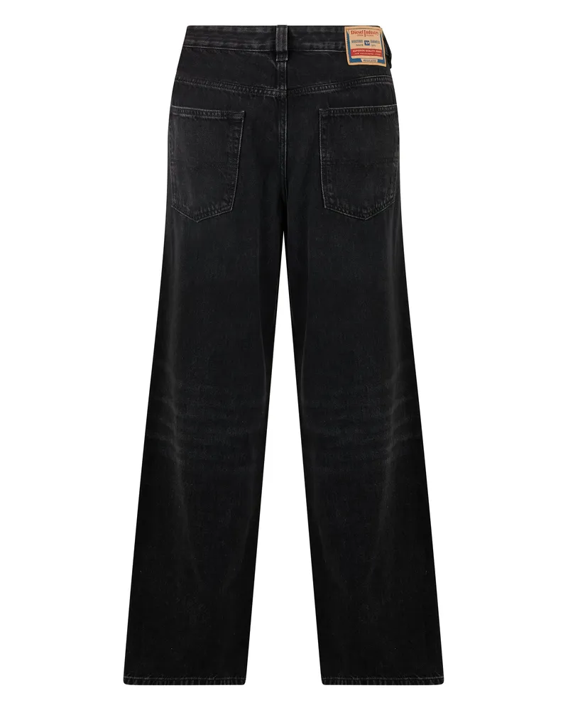Diesel Men's Wide-Leg Denim Jeans Black Cotton Regular & Straight-Leg Black
