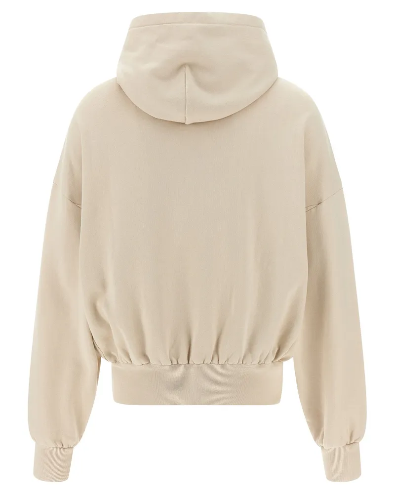 Dolce & Gabbana Logo-Print Fleece Hoodie — Cream Cream