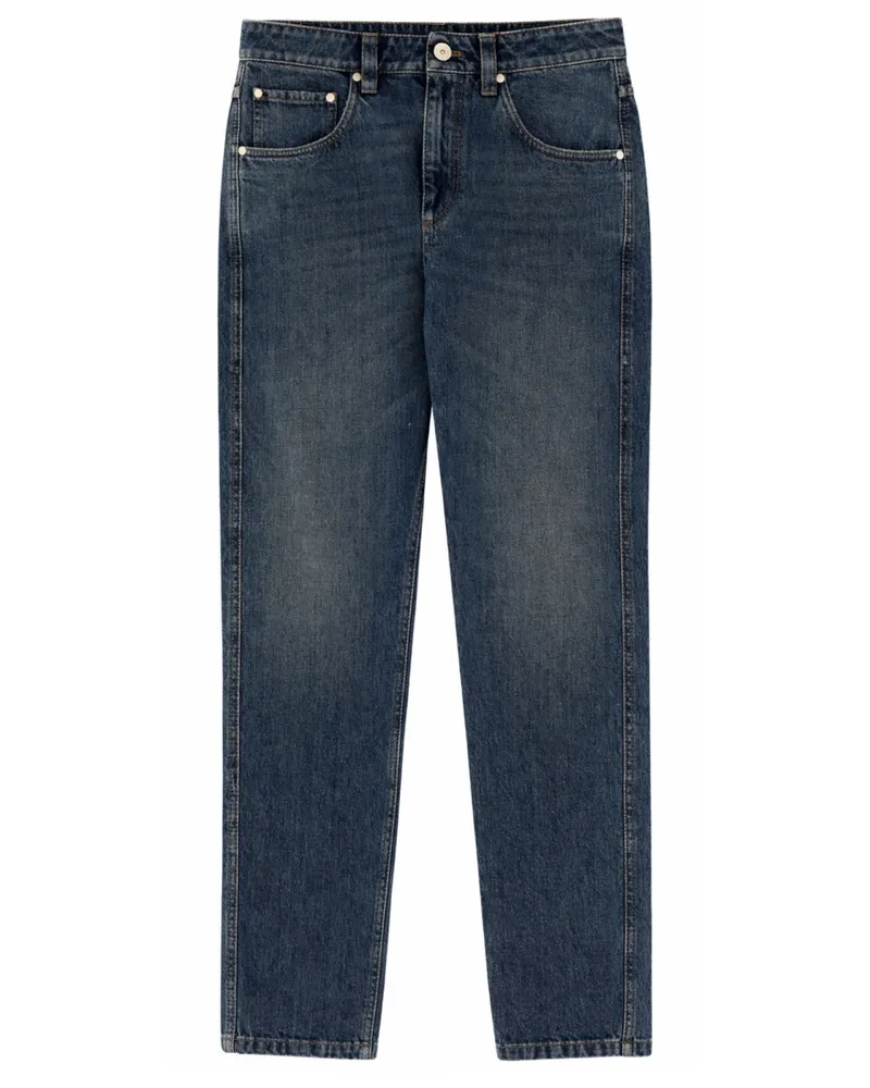 Brunello Cucinelli Straight-Leg Cotton Jeans — Blue Blue