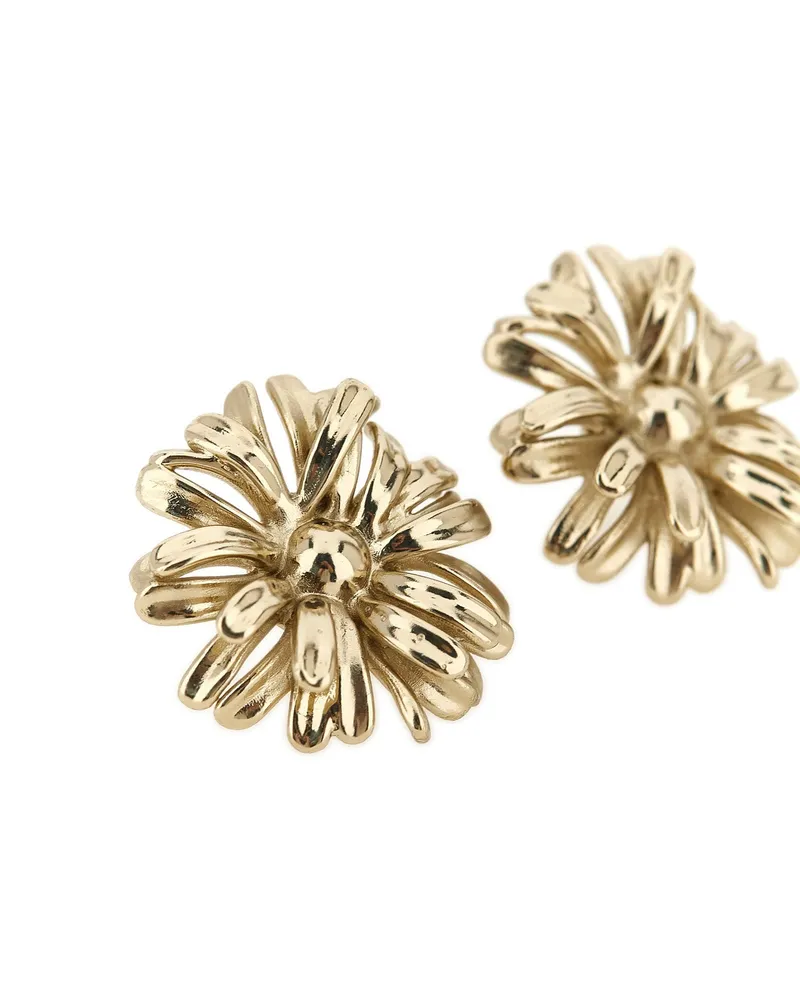 Dries van Noten Sculptural Flower Earrings — Gold Gold