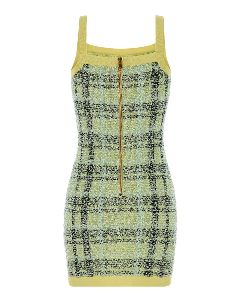 Balmain Women's Embroidered Tweed Dress Ijx Jaune Pâle-Vert Pale-Noir Abiti Pâle/vert Pale/noir Yellow