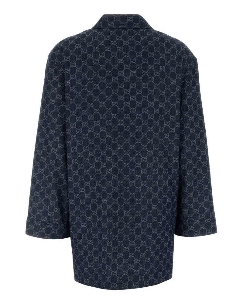Gucci Women's Gg Dedim Blazer Blue Exterior: Cotton Camicie Shirt Blue