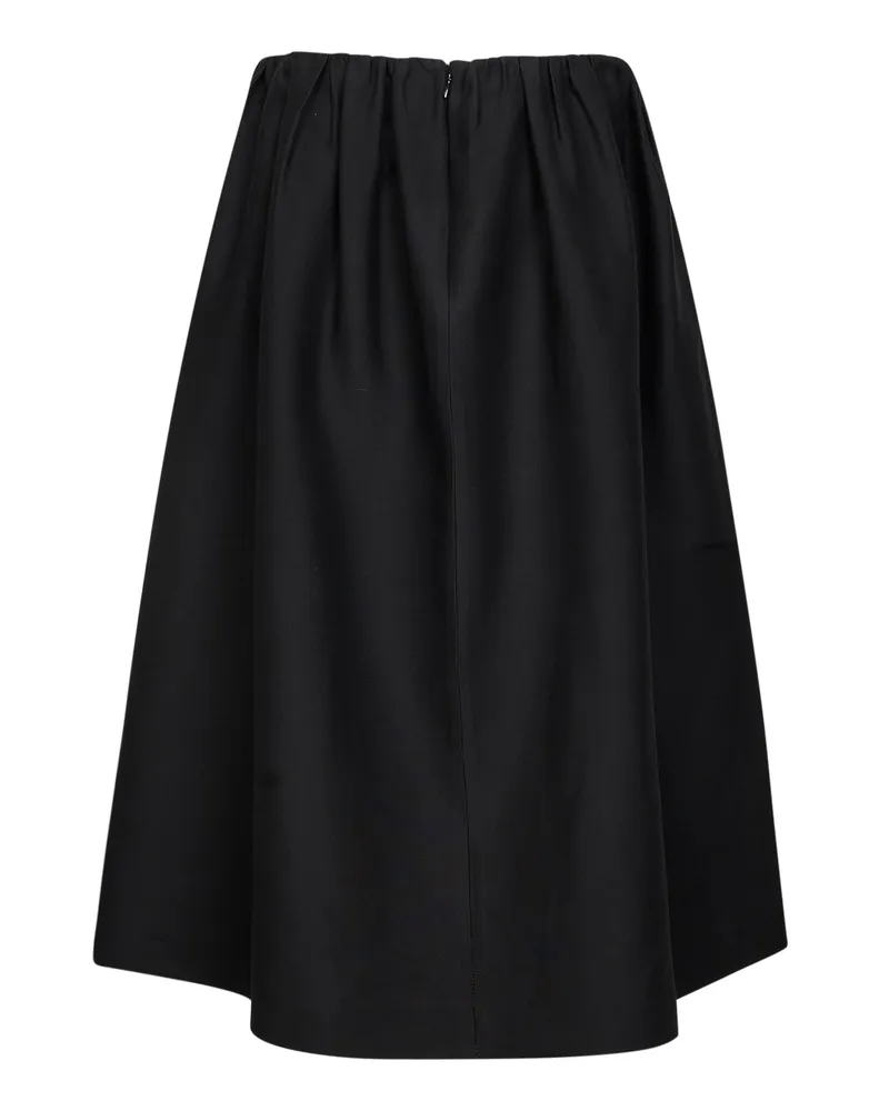 Totême Women's Black Wool And Silk Gathered Midi Skirt Black