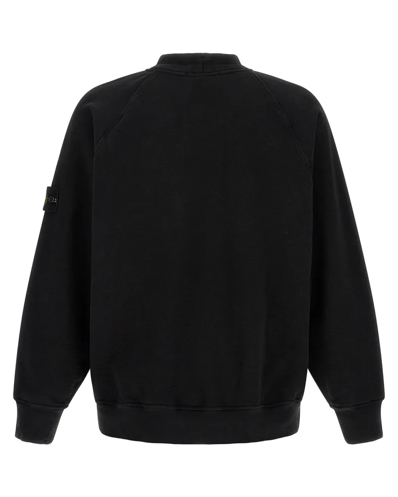 Stone Island Raglan Crew Neck Sweatshirt — Black Black