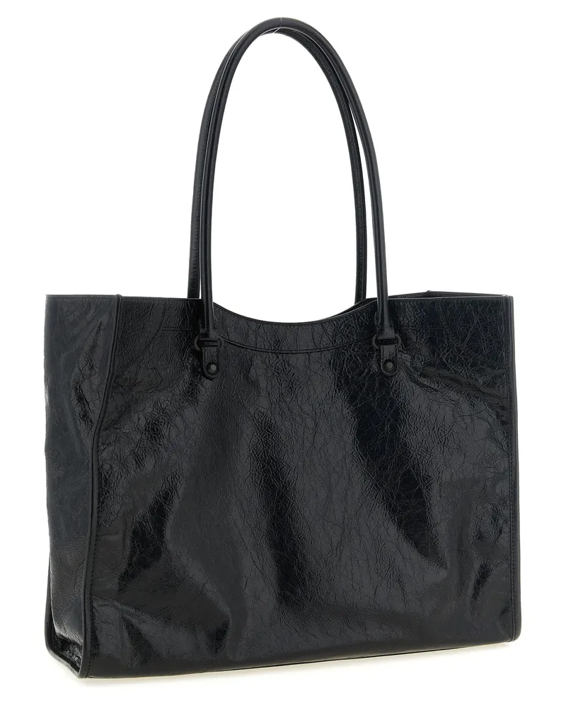 Balenciaga Le City Lambskin Leather Shoulder Bag — Black Black