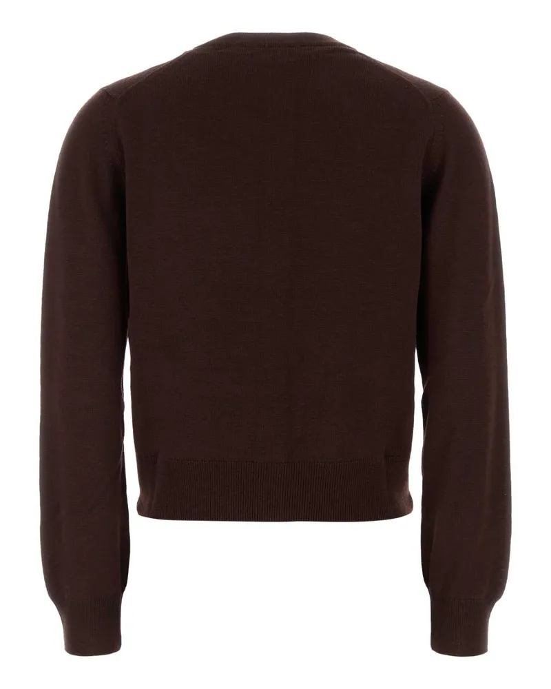 Kitsuné Women's Chocolate Wool Cardigan Darkwood Exterior: Maglieria Sweater Brown
