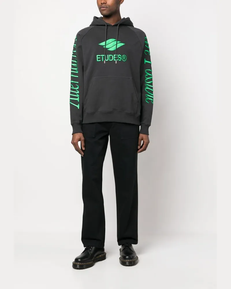 Études Studio Logo-Embroidered Organic Cotton Hoodie — Black Black