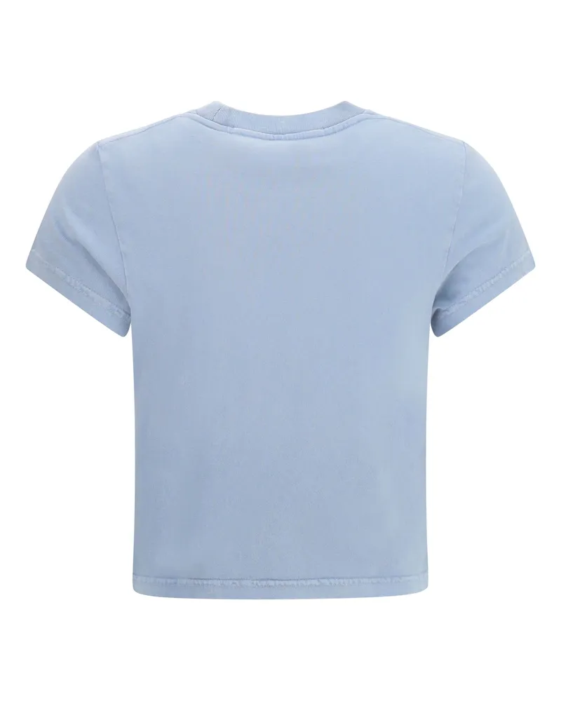 Alexander Wang Women's Short-Sleeve T-Shirt With Central Logo Print Washed Sky Cotton T-Shirts And Polos Blue