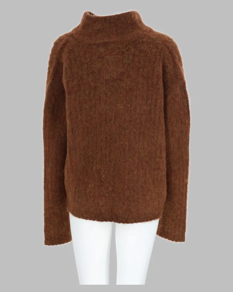 Uma Wang Alpaca and Wool V-Neck Sweater — Brown Brown