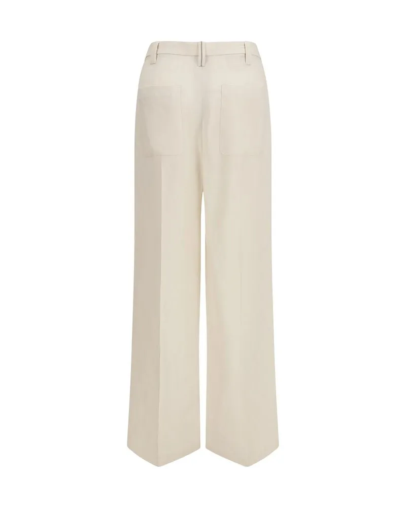 Brunello Cucinelli Women's Beige Viscose Casual Pants Beige