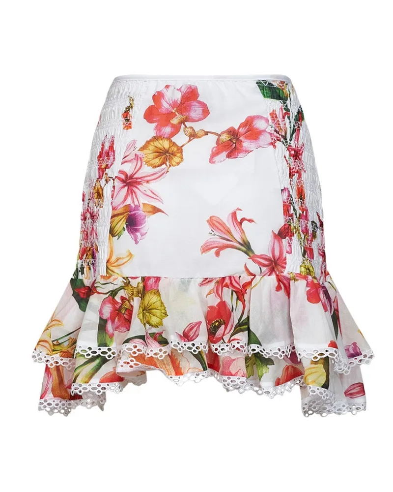 Charo Ruiz Women's Mini Skirt Lush White Cotton White