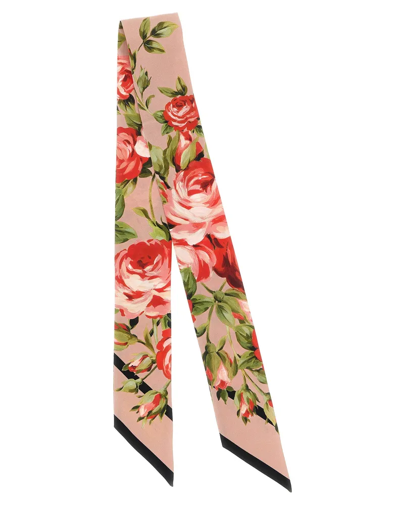 Dolce & Gabbana Floral-Print Silk Twill Scarf — Pink Pink