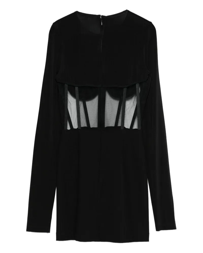 Nensi Dojaka Women's Dress With Sheer Tulle Corset Black Viscose Black