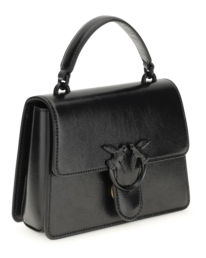 Pinko Women's Shiny Leather Love One Top Mini Handbag Nero Limousine Block Goatskin-Hircus Goatskin Handbags Color Goatskin/hircus Hand Bags Black