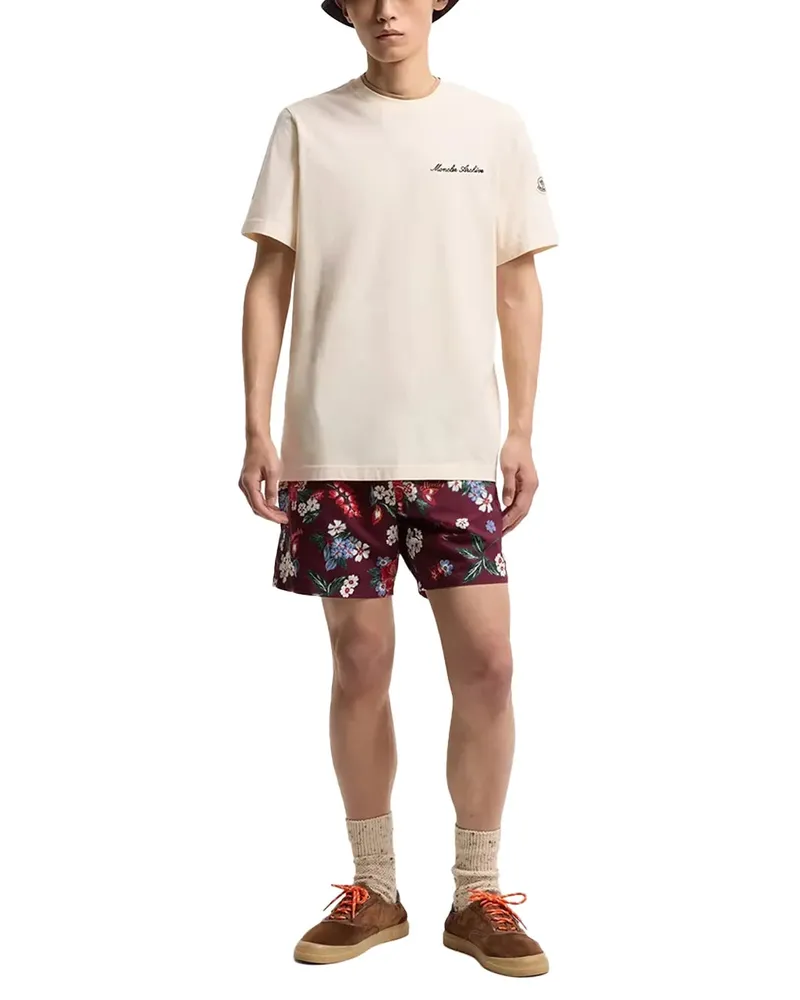 Moncler Embroidered Logo Cotton T-Shirt — Beige Beige