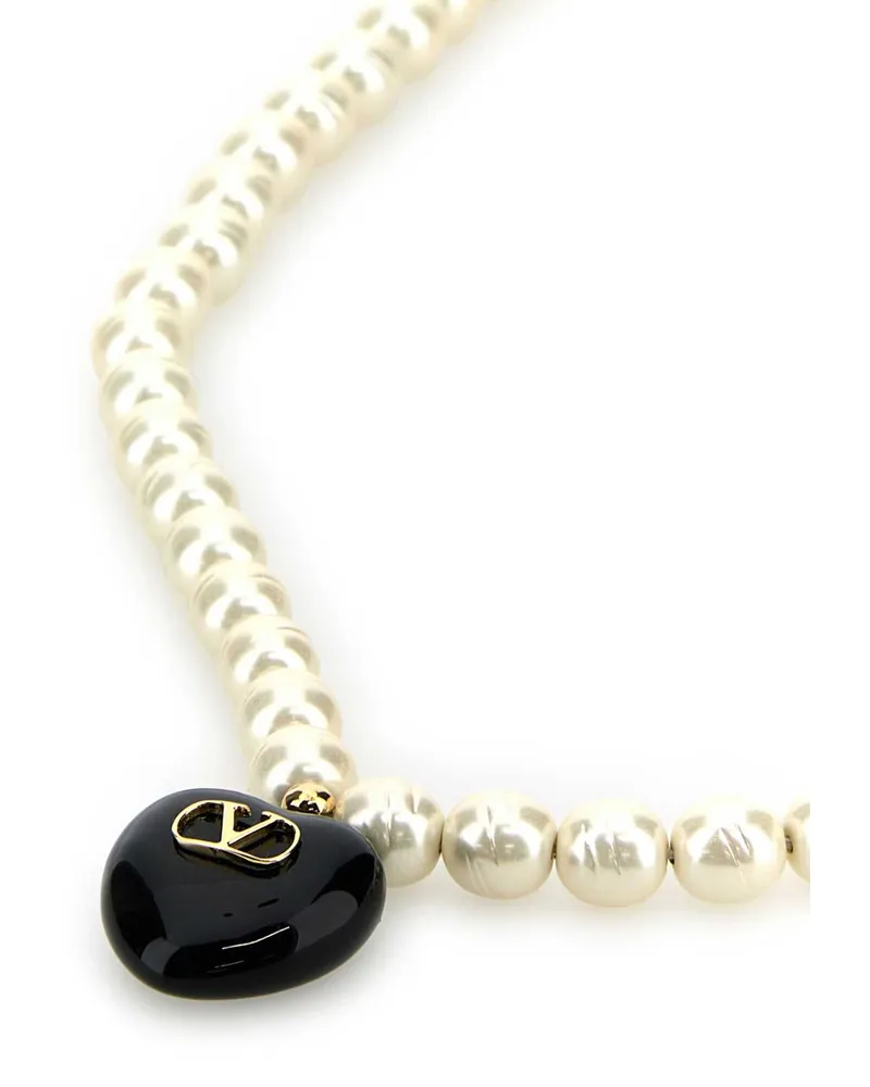 Valentino Garavani Women's Ivory Pearls Coeur Royal Necklace Oronerocream Collane Necklaces White