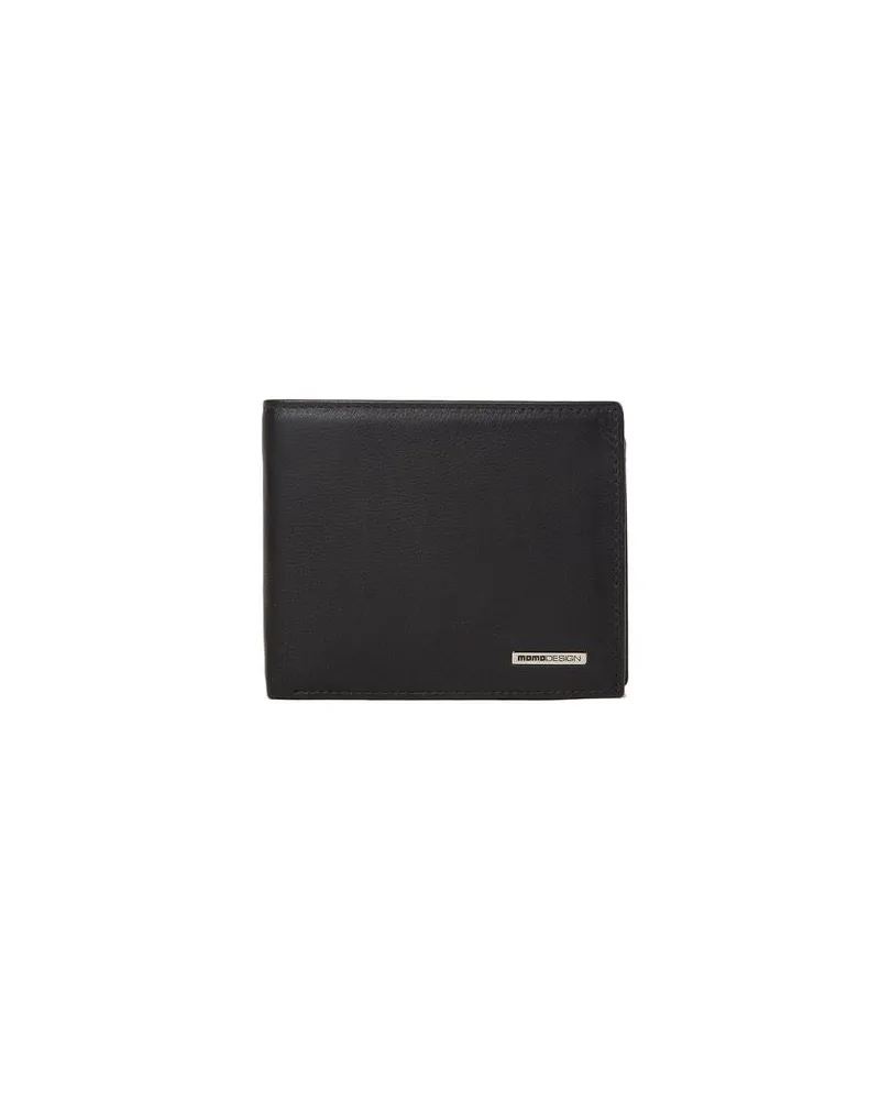 MOMO DESIGN Men's Wallet Black Leather Bags Black